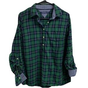 Tommy Hilfiger Womens Green&Blue Plaid Long Sleeve Button Down Shirt M See Msrmt